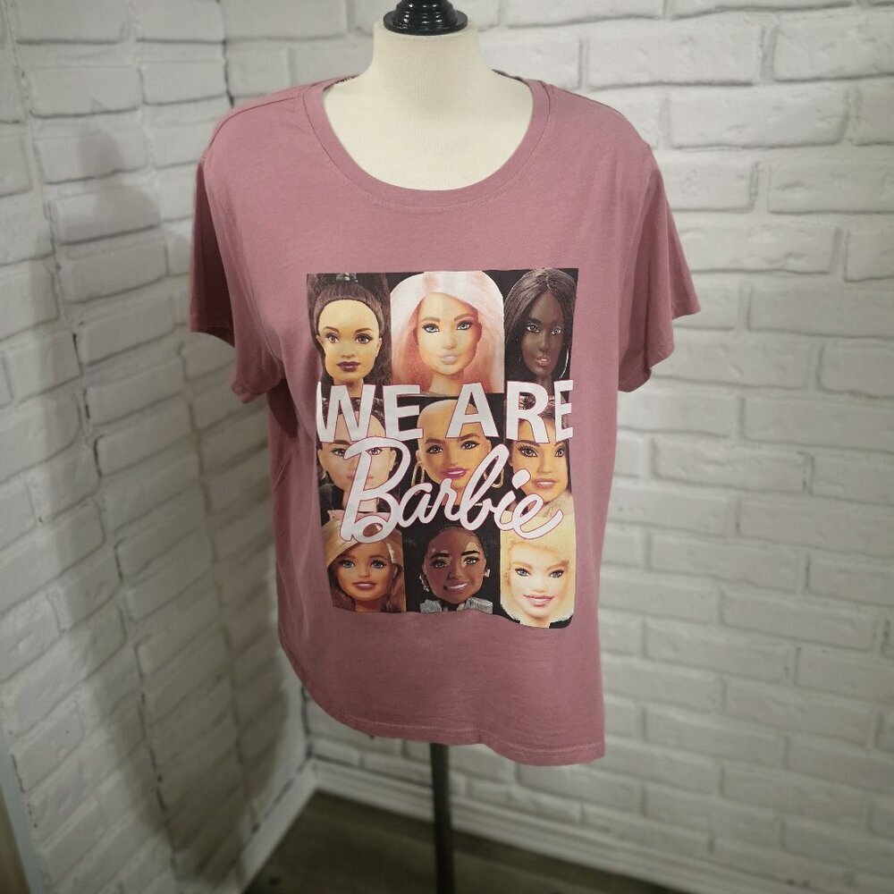 Barbie Ladies Size 3X Rose Color Short Sleeves Graphic "We Are Barbie" T-shirt